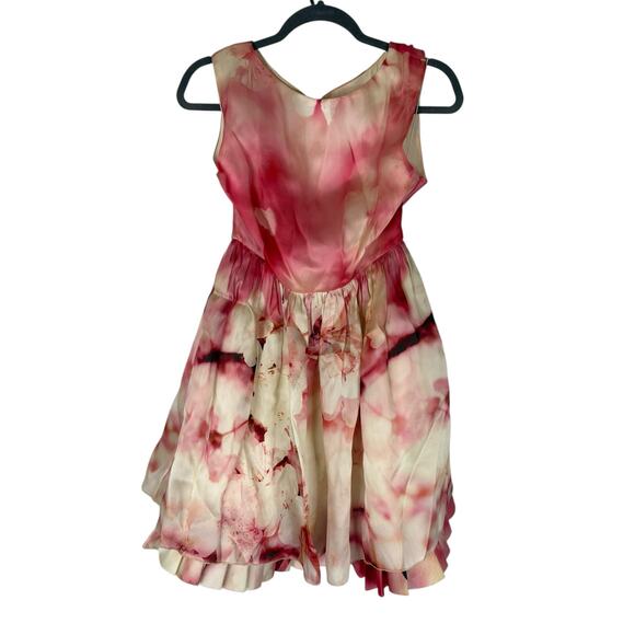 Alice + Olivia Catherine Cherry Blossom Mini Dress Silk Garden Party Coquette S - Picture 2 of 9
